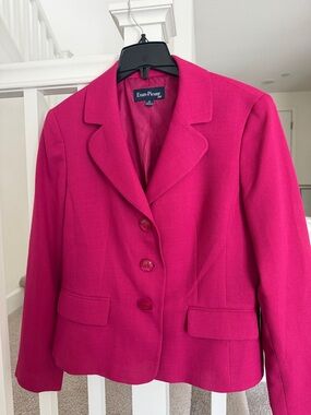 Evan Picone Women's Bright Pink Notch-Lapel Blazer